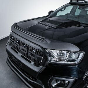 Ford Ranger T7 T8 2015-2022 Smoked Black Bonnet Guard With LED Lights