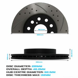 Rear Drilled Grooved 280mm Brake Discs - Toyota MR2 Sw20 2.0 16V Rev 2 3 89-00