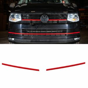 Red 2 Piece Short Upper Grille Trims - VW Transporter T6.1 19-24