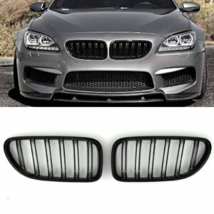 Gloss Black Front Double Kidney Grilles - BMW 6 Series F06 F12 11-18