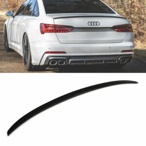 S4 Style Rear Boot Spoiler Lip Gloss Black - Audi A6 C8 2019+