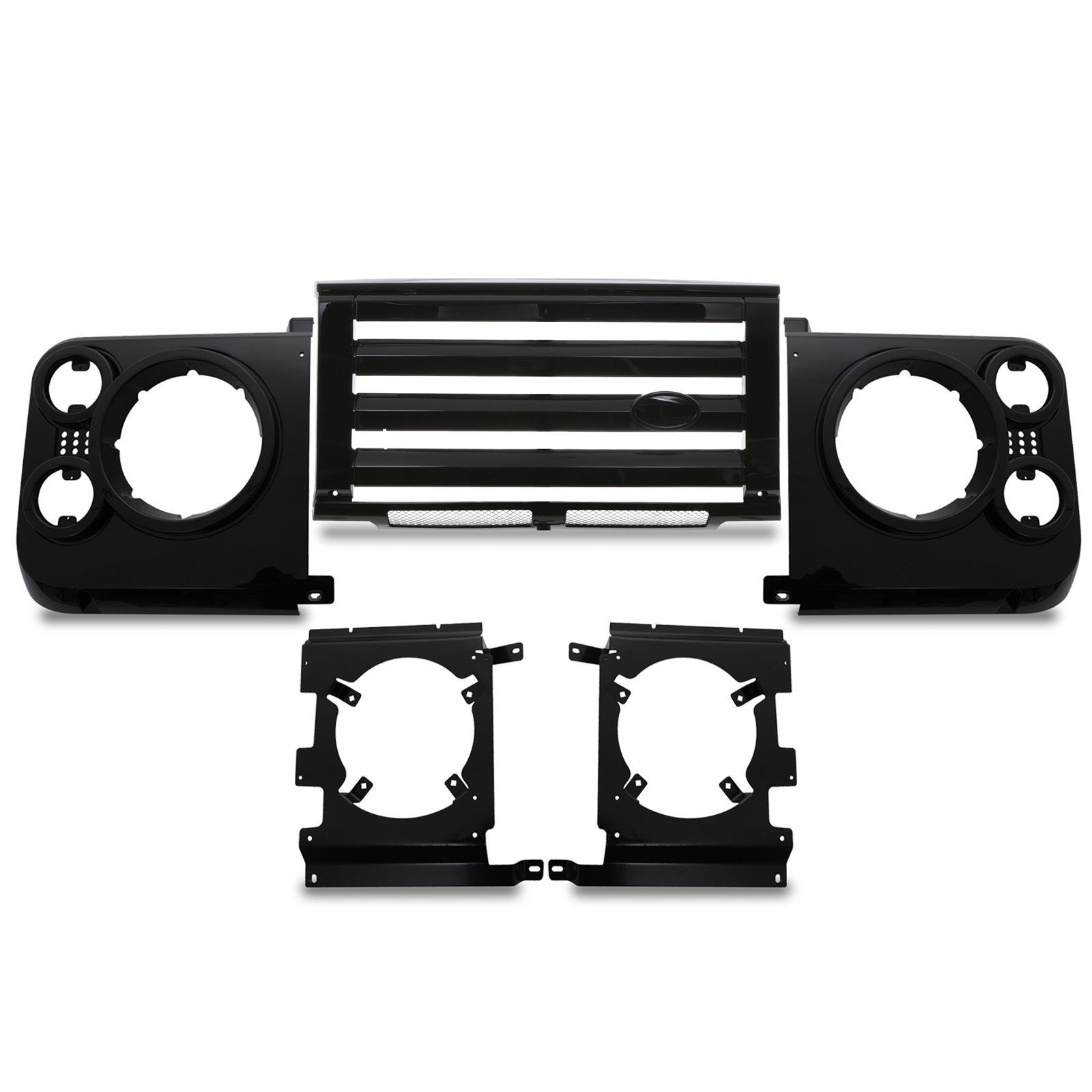 Predator 4x4 Black Grille & Light Surround Kit To Fit Land Rover Defender 83-16