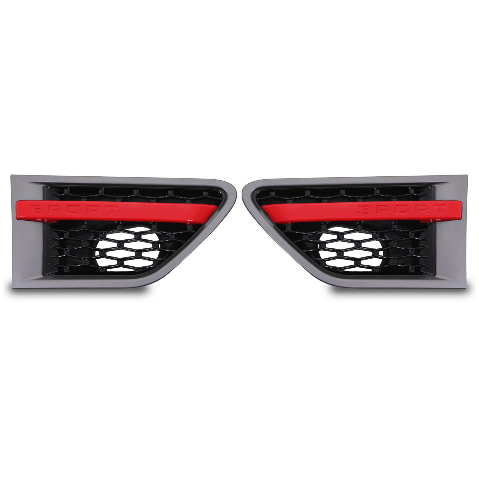 Predator 4x4 Silver And Red Side Air Intake Vents To Fit Range Rover Sport 10-13