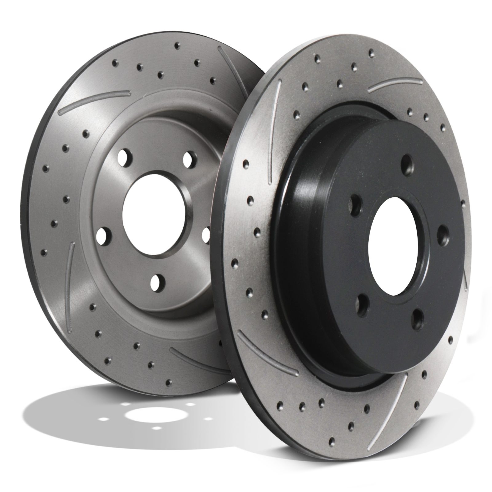 Rear Grooved Drilled 280mm Brake Discs - Ford Focus MK2 1.4 1.6 2.0 TDCI 04+