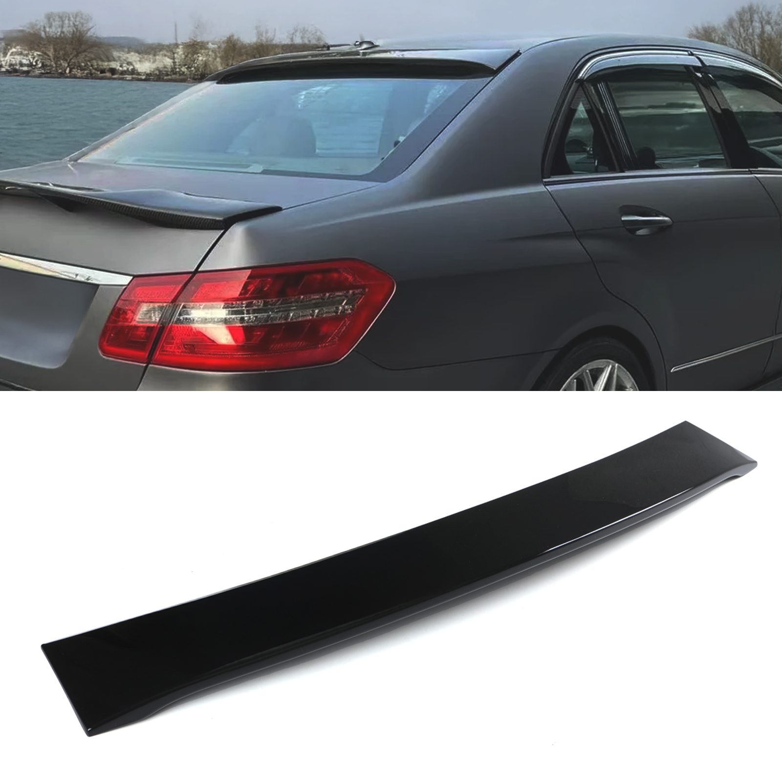 Gloss Black Rear Roof Spoiler Lip - Mercedes Benz E Class W212 09-16