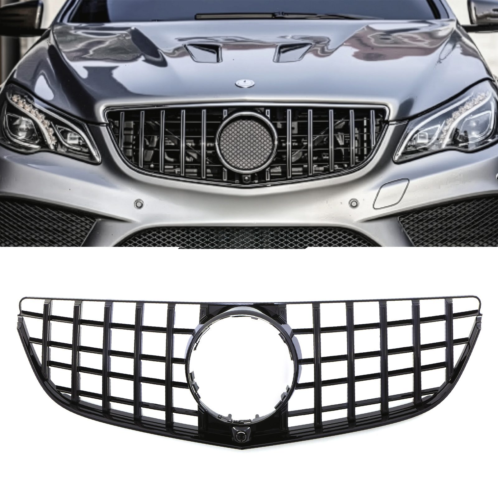 Gloss Black Front Panamericana GTR Style Grille – Mercedes Benz E-Class C207 A207 13-17